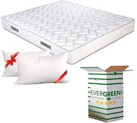 EVERGREENWEB - Colchón Doble 160x190 cm Alto 20 cm en Espumación Firmeza Media + 2 Almohadas Viscoelástica Gratis, Ortopédico, Funda Blanca con Tejido Hipoalergénico Antibacteriano Efecto Masaje