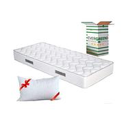 EVERGREENWEB - Colchón Individual 85x195 Alto 20 cm en Espumación Firmeza Media con una Almohada Viscoelástica Gratis, Ortopédico, Funda Blanca con Tejido Hipoalergénico Antibacteriano Efecto Masaje