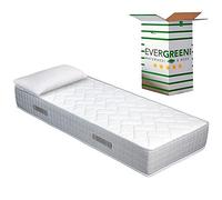 EVERGREENWEB - Colchón Individual 85x200 cm en Espumación Ergonómico Alto 25 cm con una Almohada Viscoelástica Gratis, Ortopédico, Funda Blanca con Tejido Hipoalergénico Antibacteriano Efecto Masaje