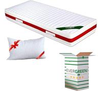 EVERGREENWEB - Colchón Individual 90x200 alto 22 cm de Espuma Viscoelástica Ortopédico y Waterfoam Efecto Masaje + Almohada Memory Foam, Revestimiento DESENFUNDABLE Blanco, ideal para Somieres y Camas