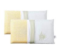 EVERGREENWEB - Pack 2 Almohadas de Cama 40x70 Alto 9 cm,Almohada Viscoelástica, Hipoalergénica,Doble Funda Extraíble de Aloe Vera y Algodón, Almohada Relajante para el Dolor de Cuello