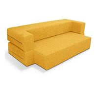 EVERGREENWEB - Sofá 2 Plazas, Sofá Cama con Revestimiento Repelente al Agua Desmontable y Lavable, Muy Comodo para Sentarse, Sofá Convertible en un Cómodo Colchón Doble Amarillo | Tetris