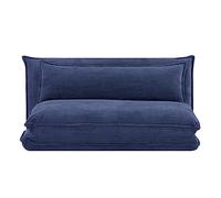 EVERGREENWEB - Sofá cama Futón Tatami extensible - Sillón cama de 2 plazas de suelo con respaldo ajustable + cojín desenfundable - Colchón de plaza y media, azul | Kumo