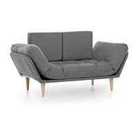 EVERGREENWEB - Sofá de 2 plazas convertible en cómodo sofá cama con colchón Futón | Moderno sofá cama plegable para salón, estudio, sala de estar, dormitorio | Monique (gris)
