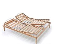 EvergreenWeb - Somier Matrimonial 140x190 de Láminas de Madera de Haya con Elevación Manual Separada por la Cabeza y los Pies, Ortopédico, con Reguladores de Rigidez y 4 Patas Extraíble