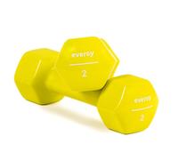 evergy - Mancuernas Studio Home, de Vinilo para Gimnasio en casa, hexagonales. Pesos fitness, 1kg, 2kg, 3kg, 4kg, 5kg. Pesas Gym en casa. (Amarillo 2kg)