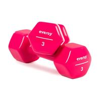 evergy - Mancuernas Studio Home. Para Gimnasio en casa. Hexagonales fitness. Pesos fitness. Mancuernas evergy 1kg, 2kg, 3kg, 4kg, 5kg. Pesas Gym en casa. (Rosa 3kg)