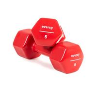 evergy - Mancuernas Studio Home, para Gimnasio en casa. Mancuernas, hexagonales. Pesos fitness 1kg, 2kg, 3kg, 4kg, 5kg. Pesas Gym en casa. (Rojo 5kg)