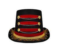 EverJoy Party Sombrero de lujo para adultos Ringmaster en rojo y negro, divertido entrenador de circo y burlesque, accesorio perfecto para disfraz de domador de leones