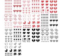 Everjoy Red Black Love Hearts Tatuajes Temporales 15 Diseños 2 Colores 360 Patrones, Pegatinas de Tatuaje de San Valentín a Prueba de Agua para Mujeres