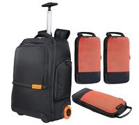 Everki Wheeled 123 Mochila para portátil con Ruedas - para 15,6" y MacBook 16", Equipaje de Mano con Ruedas reemplazables + Juego 3 Cubos de compresión