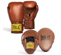 Everlast 1910 Classic Guantes Boxeo 16oz y Manoplas (Marrón), Cierre Velcro, Guantes de Cuero para Saco y Entreno - Equipo Cómodo y Protector - Auténtico de Everlast