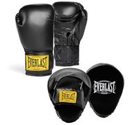 Everlast 1910 Classic Guantes Boxeo 16oz y Manoplas (Negro), Cierre Velcro, Guantes de Cuero para Saco y Entreno - Equipo Cómodo y Protector - Auténtico de Everlast