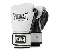 Everlast Powerlock OG Advanced 14oz Guantes de Boxeo (Blanco/Negro), para Saco, Manoplas y Sparring, Cierre de Velcro, EverDri, Espuma C3, Agarre ergonómico - Equipamiento Original Everlast