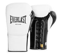 Everlast Powerlock OG Pro Fight 12oz Guantes Blanco/Negro con Cordones para Bolsas y competición, Espuma Avanzada, Agarre ergonómico - Authentic