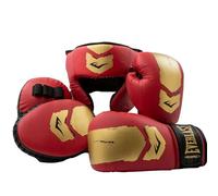 Everlast Prospect 2 Kit de Entrenamiento Niños/Jóvenes (Rojo/Oro) Guantes 8oz, Manoplas y Casco, Protector y cómodo para MMA - Equipamiento Everlast auténtico