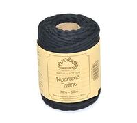 Everlasto - Bobinas de 50 m de hilo de algodón suave de color para macramé 38/6 (4 mm aprox.) (negro)