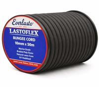 EVERLASTO Cordón elástico LASTOFLEX de 10 mm, Color Negro, Caucho, 10mm x 50M