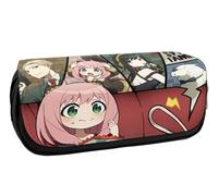 EVERLUCK Spy Family - Estuche de lona para lápices, manga Loid Anya Forger, bolsa de papelería para estudiantes, bolsa de papelería Anime Anya Forger de gran capacidad con cremallera, Familia de