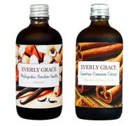 Everly Grace Set Repostería Bio, sin alcohol Extracto de Vainilla & Extracto de Canela, 2x100ml, Vainilla Bourbon Madagascar & Canela de Sumatra, Hecho artesanalmente en Alemania
