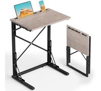 Evermagin Bandeja plegable de TV de 21 pulgadas de ancho x 28 pulgadas de alto, pequeña mesa auxiliar plegable en forma de C para comer con ranuras para tableta y teléfono, mesa auxiliar deslizante