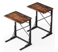 Evermagin Juego de bandejas de TV de 50 cm de ancho x 71 cm de alto con 2, pequeña mesa auxiliar plegable en forma de C para comer con tabletas y asientos para teléfonos, deslizable debajo del sofá
