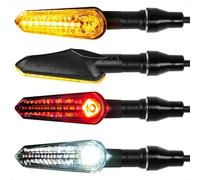 evermotor Intermitentes para motocicleta, 4 piezas Secuencial intermitentes LED de 12 V con luz de posición, Homologados intermitente, 2 x amarillo y blanco + 2 x luz amarilla y roja
