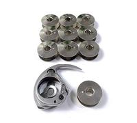 evernice Gancho de lanzadera 6028 +10 bobinas para Singer 17-1-6 8-18 20 24 26 17U130 141 241 242 18U122 222