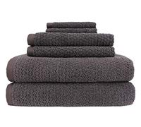 Everplush Diamond Jacquard - Juego de 6 Toallas de baño, Color carbón