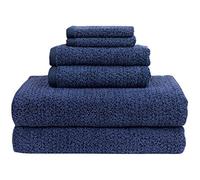 Everplush Diamond Jacquard Towels Juego de Toallas de baño, Microfibra, Azul Marino, 6 PC Bath Sheet Set