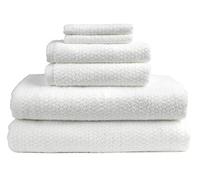 Everplush Diamond Jacquard Towels Juego de Toallas de baño, Microfibra, Blanco, 6 PC Bath Sheet Set