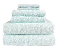 Everplush Diamond Jacquard Towels Toallas de baño, Microfibra Algodón, Menta Verde, Juego de 6 Piezas