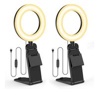 Evershop Anillo de luz para ordenador portátil, PC, videoconferencia, 2 paquetes, anillo Light de 5 pulgadas, mesa con trípode y soporte para teléfono móvil, 3 colores de luz, 10 niveles de brillo