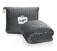 EverSnug Almohada de Manta de Viaje, Manta Suave 2 en 1 de avión con Funda de Almohada Suave, Funda de Equipaje de Mano y Clip para Mochila (Gris), tamaño King