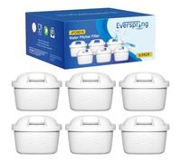 EVERSPRING Water Filters - 6 Piezas Filtros para Jarra, Compatible con Filtros Brita Maxtr Maxtra Plus/Mavea/Anna Duomax, Reduce Cal & Cloro, Mejora el Sabor del Agua