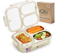 Everusely Fiambrera Bento de acero inoxidable - 750 ml - Fiambrera metálica hermética con 3 compartimentos - Fiambrera de con compartimentos para tentempiés y tapa transparente