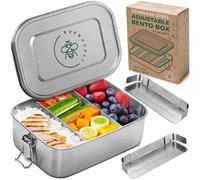 Everusely - Fiambrera de acero inoxidable - 1200 ml, 2 divisores ajustables - Contenedores bento herméticos para adultos y niños - Cajas para almacenar alimentos para refrigerios y ensaladas