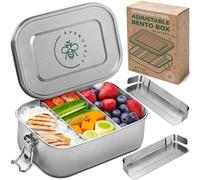 Everusely - Fiambrera de acero inoxidable - 800 ml, 2 divisores ajustables - Contenedores bento herméticos para adultos y niños - Cajas para almacenar alimentos para refrigerios y ensaladas