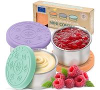 Everusely - Recipiente para condimentos - Juego de 3, 50 ml, Brillante - Recipiente para aderezos de ensalada a prueba de fugas - Pequeños recipientes de acero inoxidable para salsas con tapa