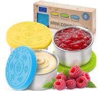 Everusely - Recipiente para condimentos - Juego de 3, 50 ml, verano - Recipiente para aderezos para ensaladas a prueba de fugas - Pequeños recipientes para salsas de acero inoxidable con tapa