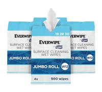Everwipe by Tork 192830 (11100) - Toallitas húmedas para limpieza de superficies W12, rollos gigantes, color blanco, limpia y desodoriza, 4 x 900 toallitas
