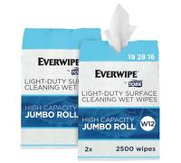 Everwipe by Tork - Rollos grandes de limpieza de superficies ligeras W12, limpia y desodoriza, 2 x 2500 toallitas, 192816