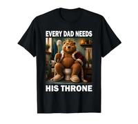 Every Dad Needs His Throne Oso Humor del baño Inodoro Papá Camiseta gráfica económica, Hombre, Negro, S