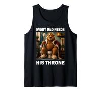 Every Dad Needs His Throne Oso Humor del baño Inodoro Papá Camiseta sin Mangas