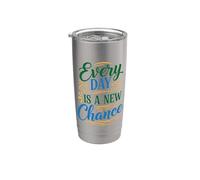 Every day is a new chance, Inspirational Motivation Quotes Vaso térmico de acero inoxidable de doble pared
