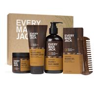 Every Man Jack Mens Sandalwood Grooming Set - Five Full-Sized Essentials: Wash Lotion Hydrating Oil Butter and Comb