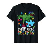 Every Piece Belongs T-Rex Dinosaur Autism Awareness Camiseta gráfica económica