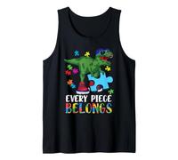 Every Piece Belongs T-Rex Dinosaur Autism Awareness Camiseta sin Mangas
