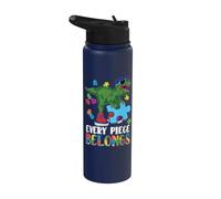 Every Piece Belongs T-Rex Dinosaur Autism Awareness Stainless Steel Insulated Water Bottle