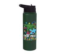 Every Piece Belongs T-Rex Dinosaur Autism Awareness Stainless Steel Insulated Water Bottle